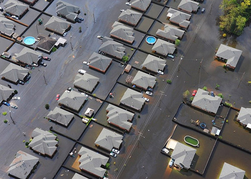Water damage restoration services for overland flooding